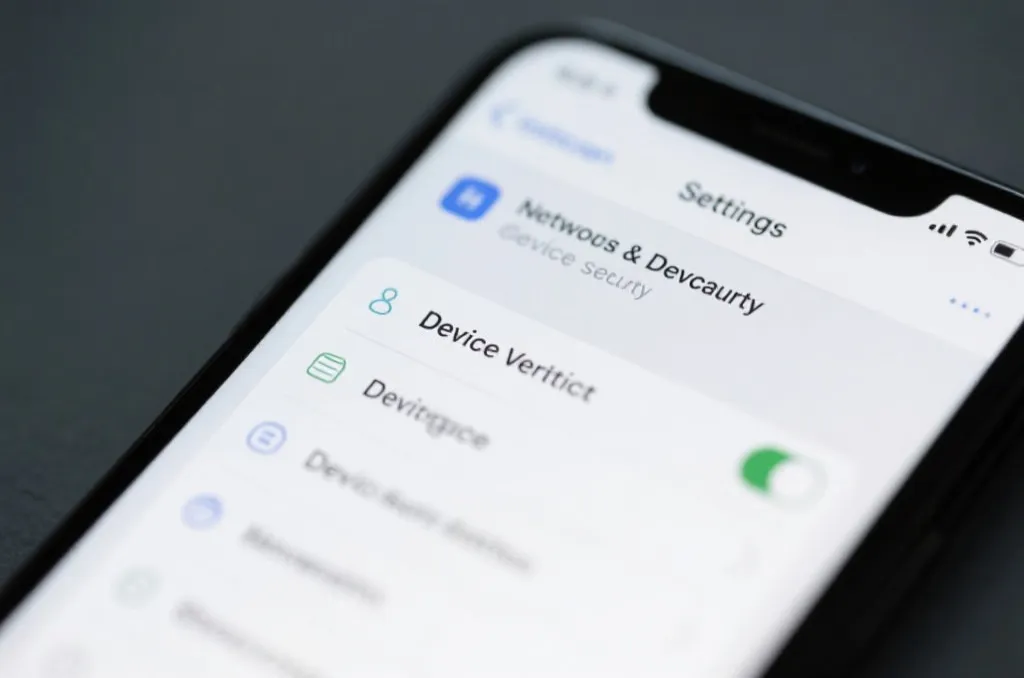 iPhone screen showing iOS Settings menu under VPN and Device Management with trust option highlighted